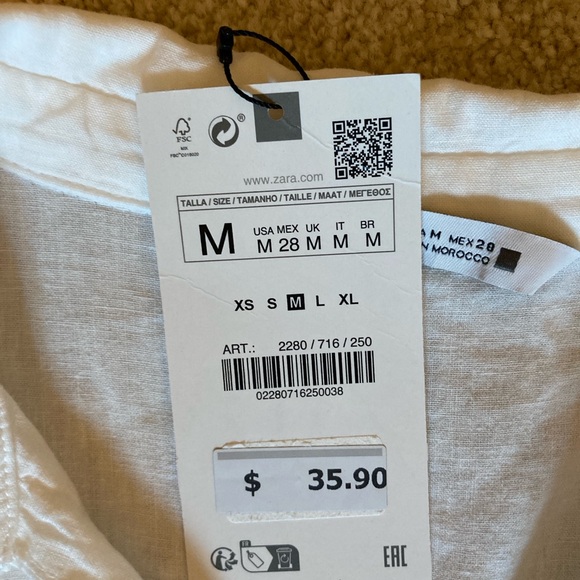 Set of three Zara shirts. Size medium. White shirt NWT, others worn once. - Picture 4 of 11
